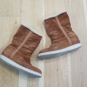 Ferragamo leather slide on boot.